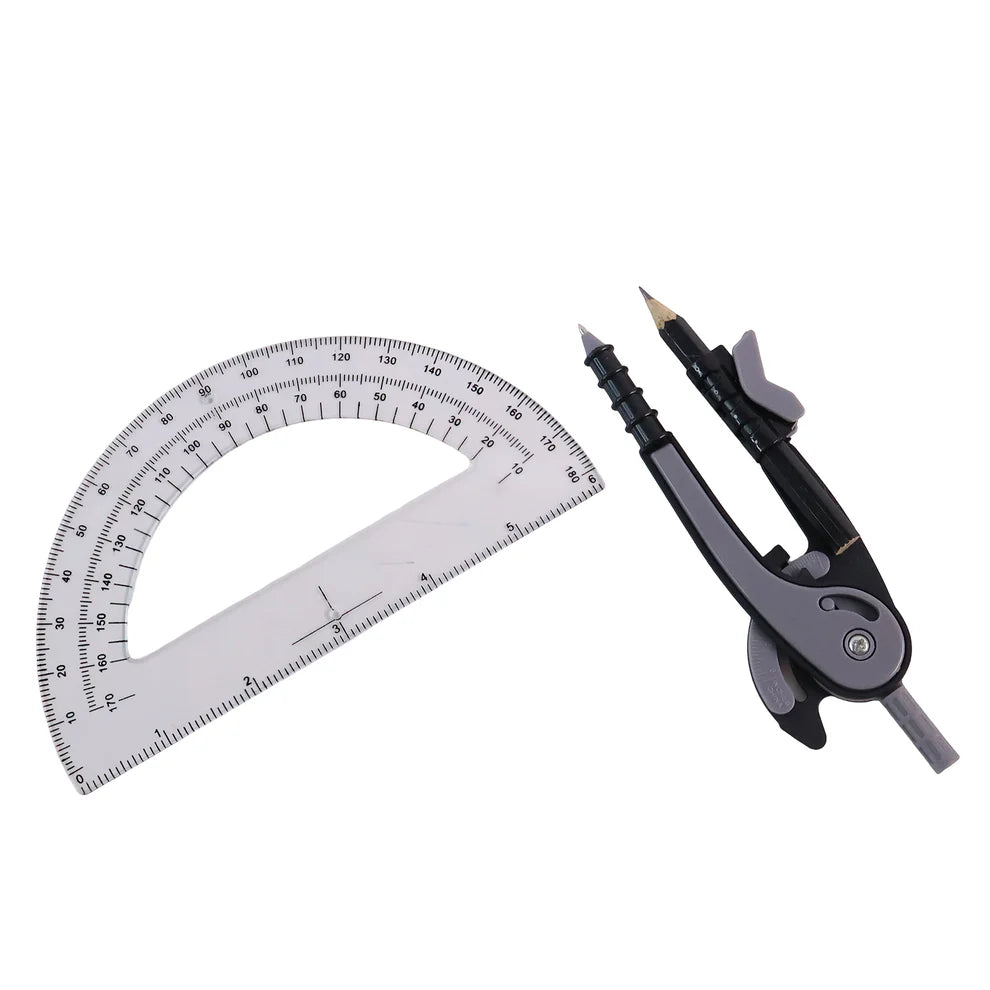 2 Pc Compass & Protractor Set