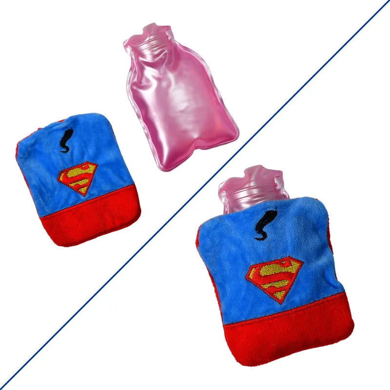 Superman Print Small Hot Water Bag With Cover