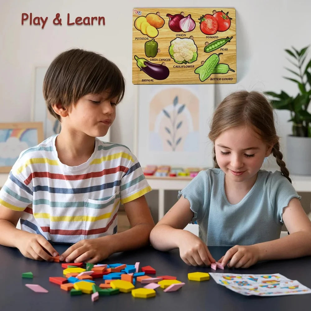Wooden Vegetable Puzzle Board