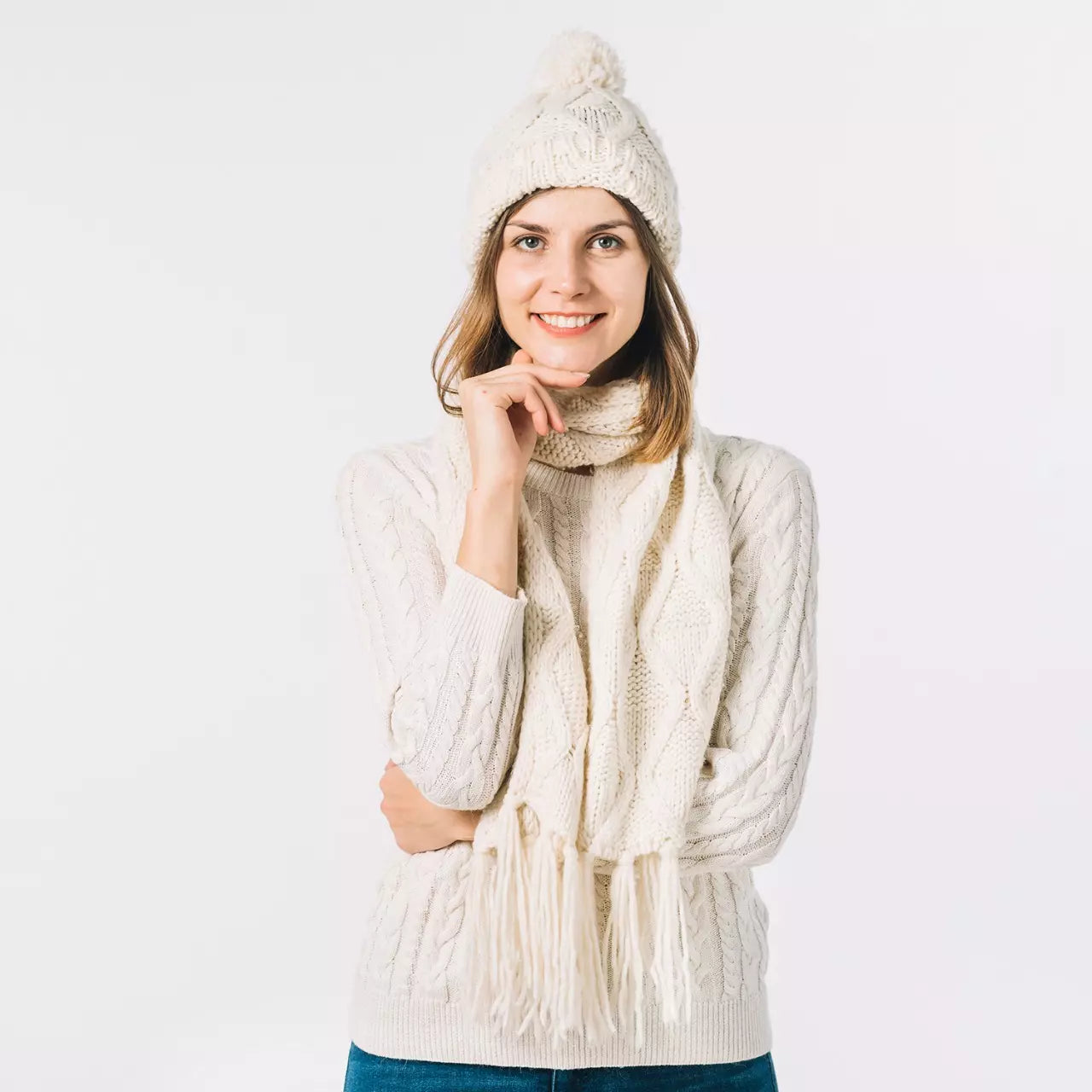 Wool Knit Winter Beanie with Fur Lining