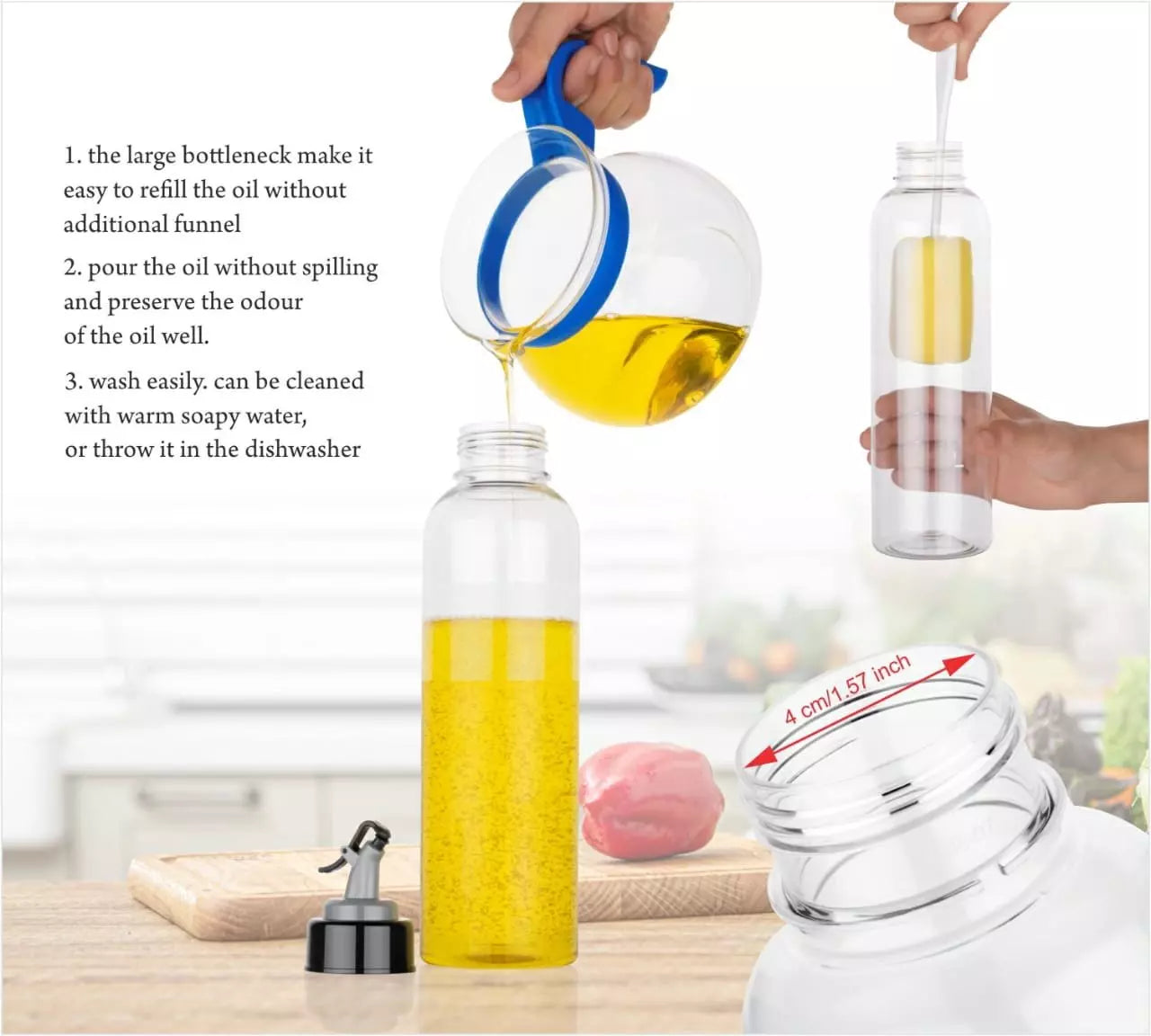 1L Oil Dispenser with Drip-Free Spout