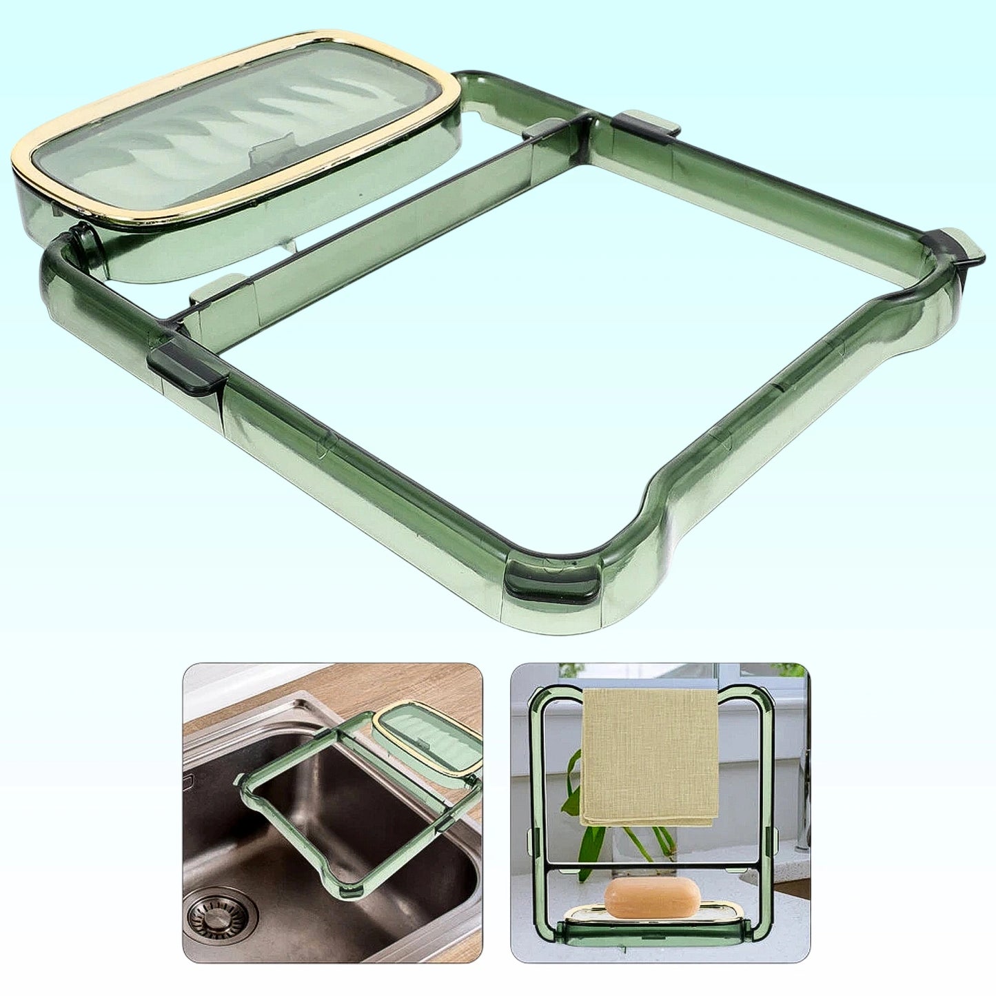 2-in-1 Adhesive Towel & Soap Holder – Green