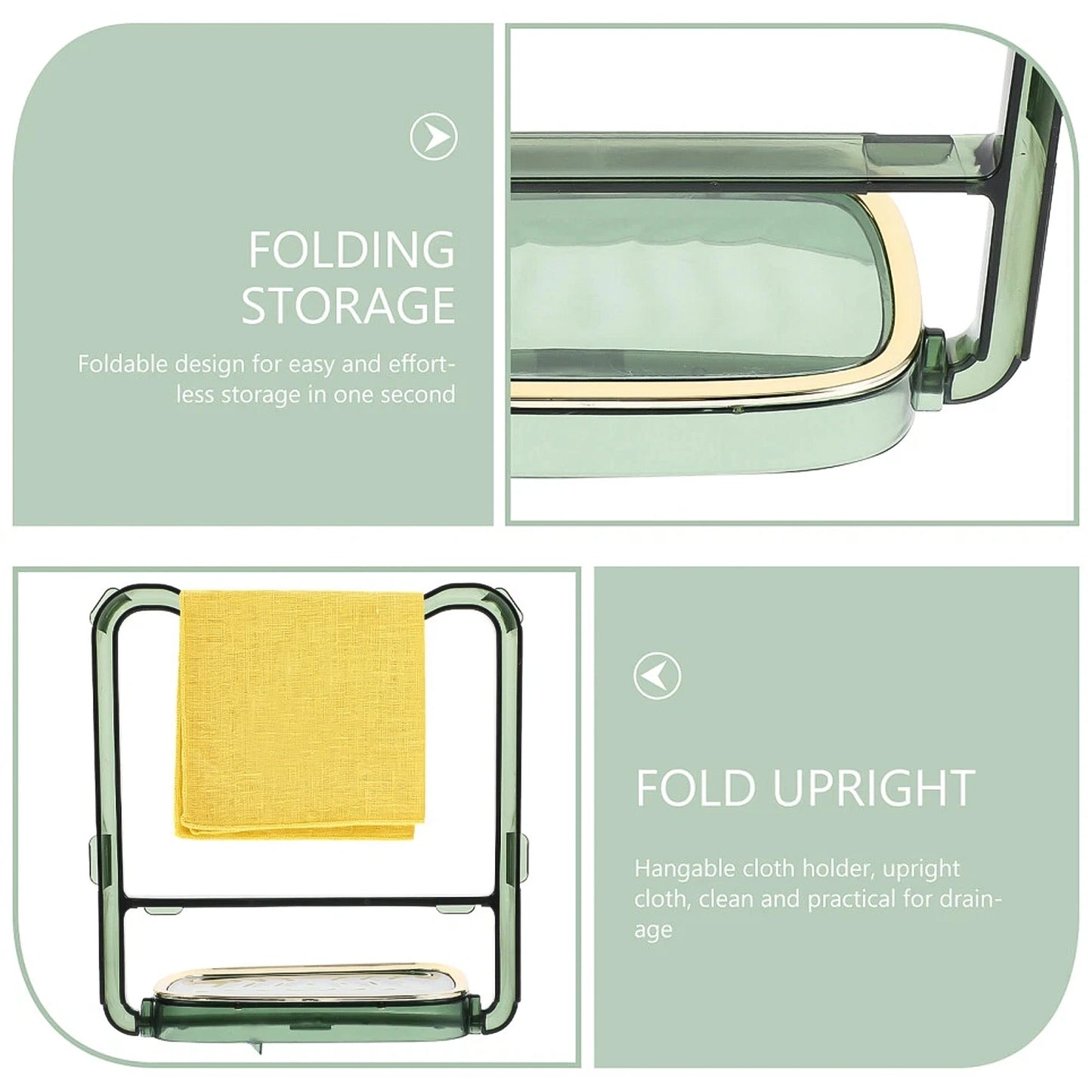 2-in-1 Adhesive Towel & Soap Holder – Green