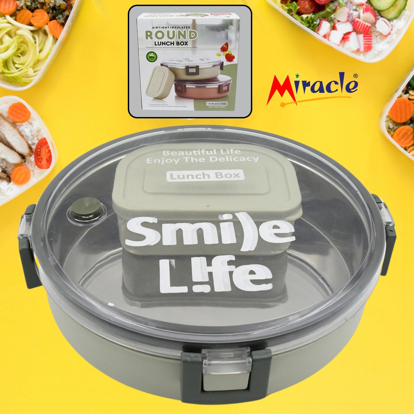 Stainless Steel Round Lunch Box