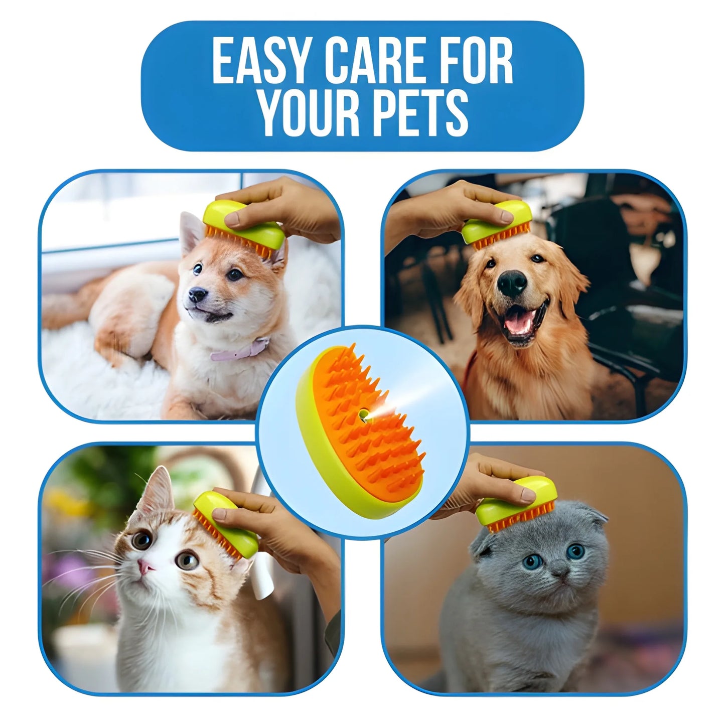 Steam-Powered Pet Grooming Brush