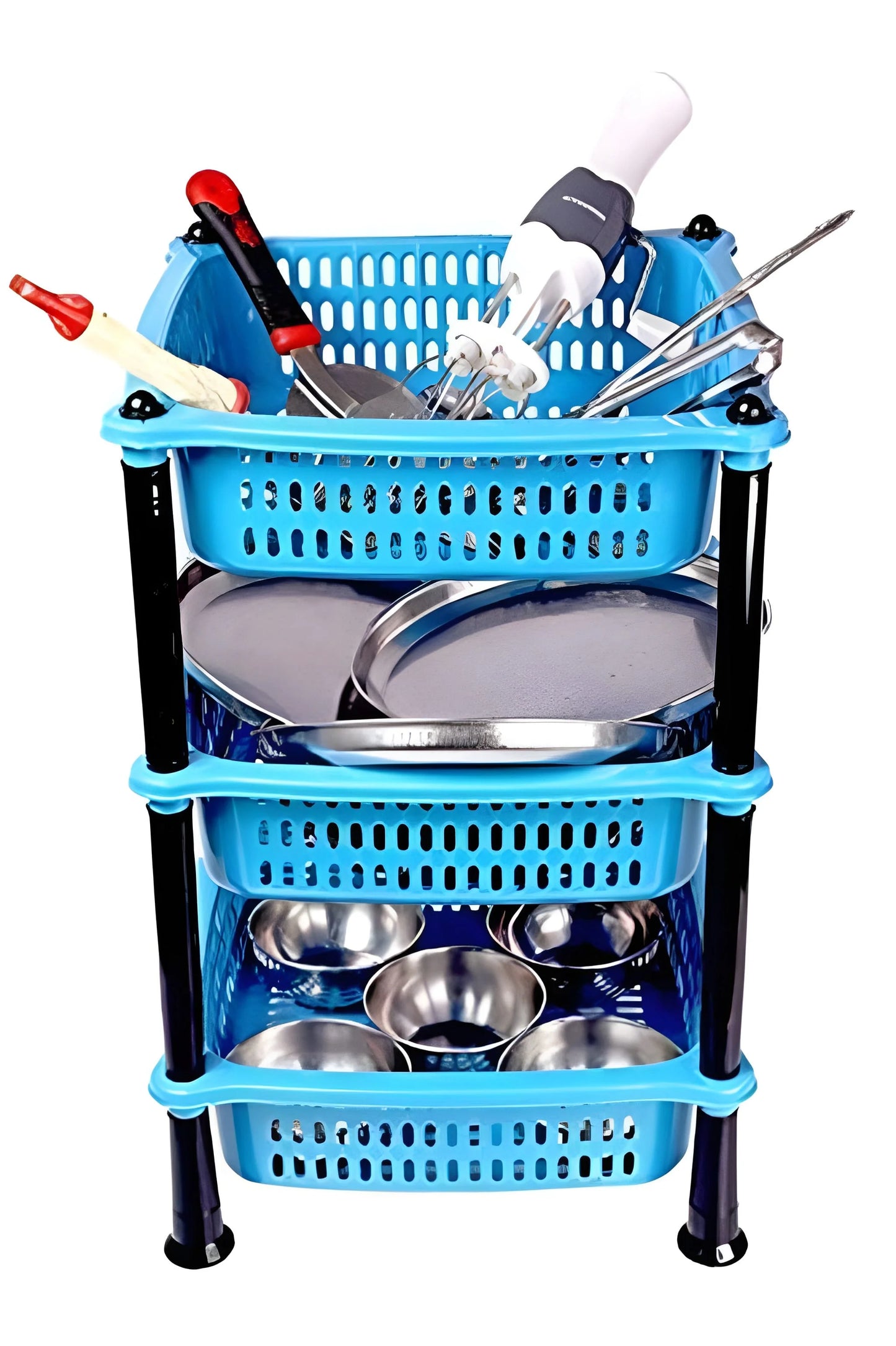 3 Layer Squre Kitchen Trolley Basket