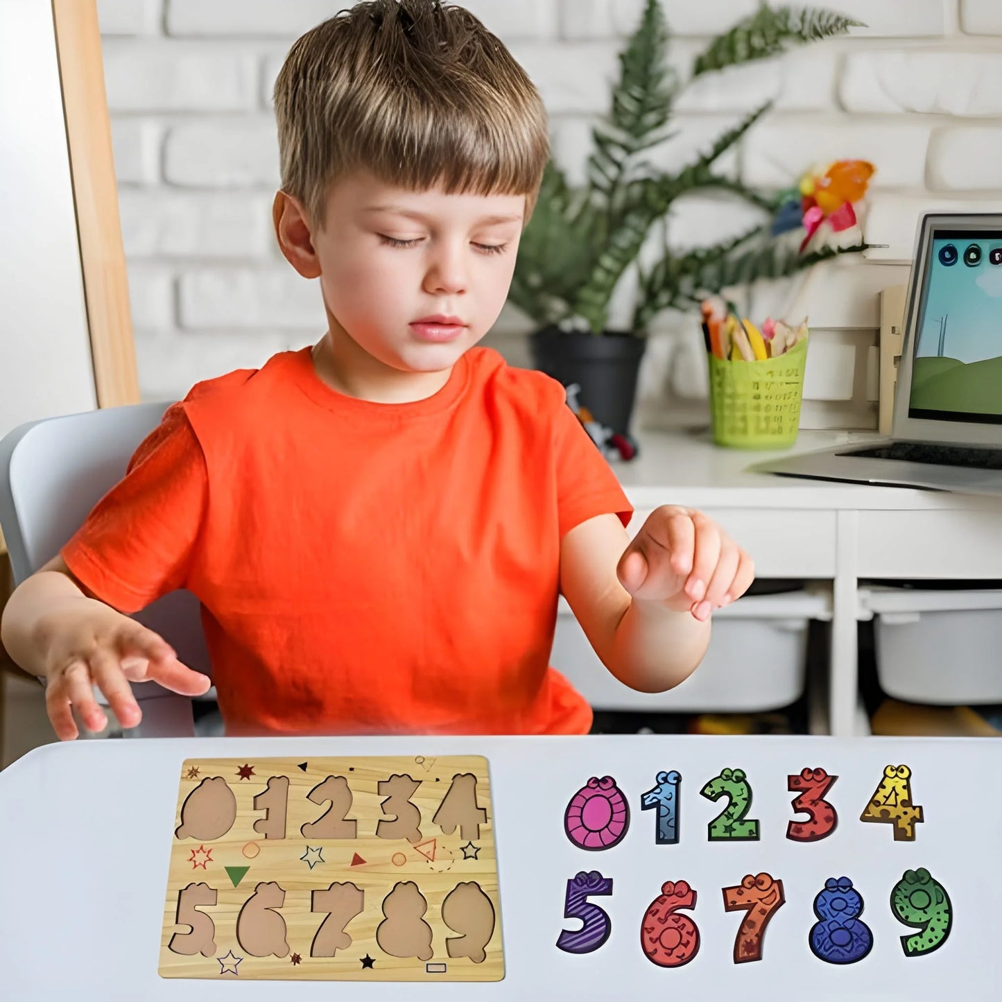 Wooden Number Puzzle Learning Board