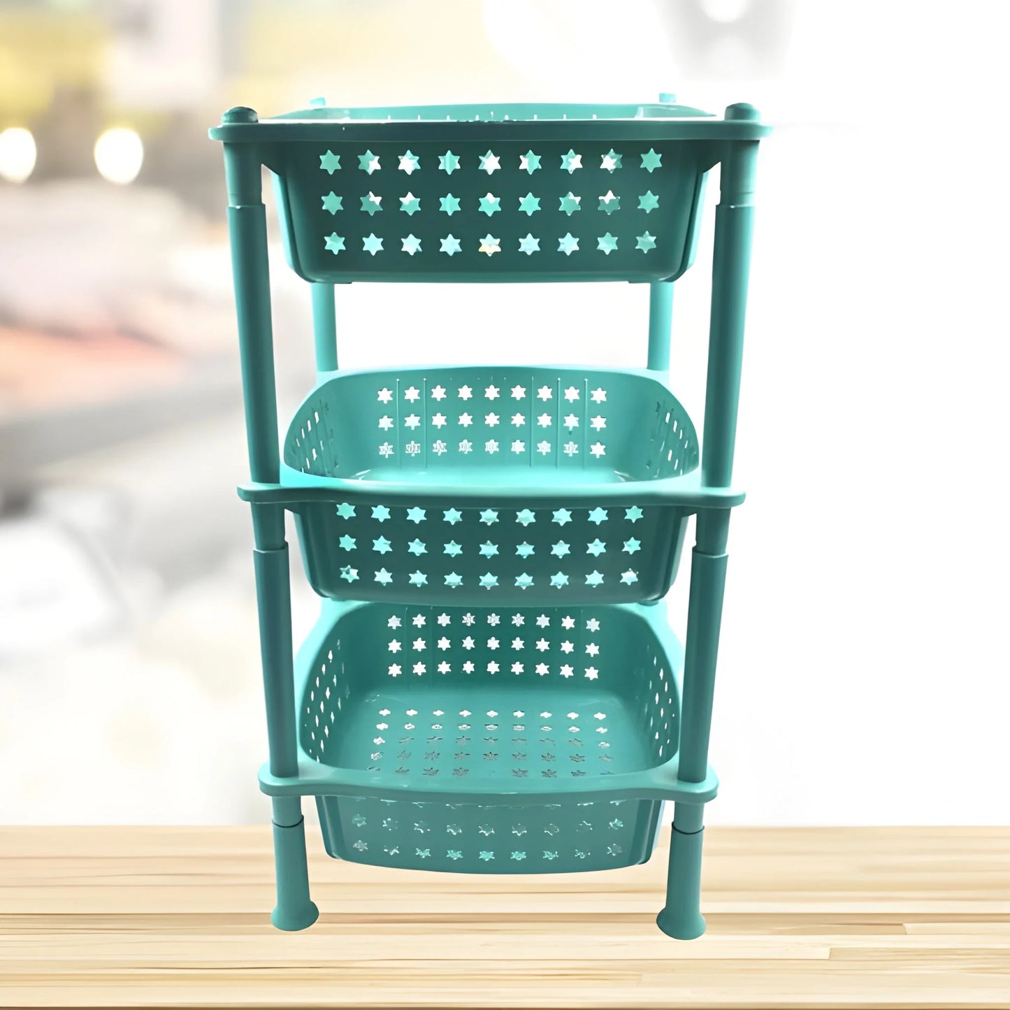 3 Layer Squre Kitchen Trolley Basket