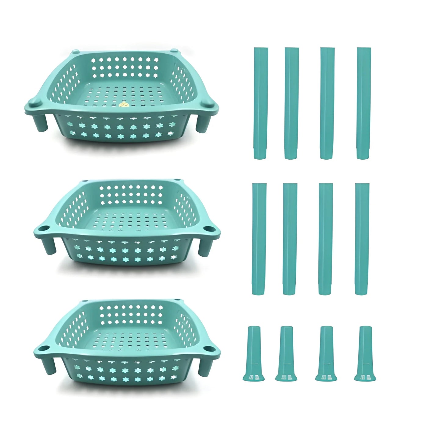 3 Layer Squre Kitchen Trolley Basket