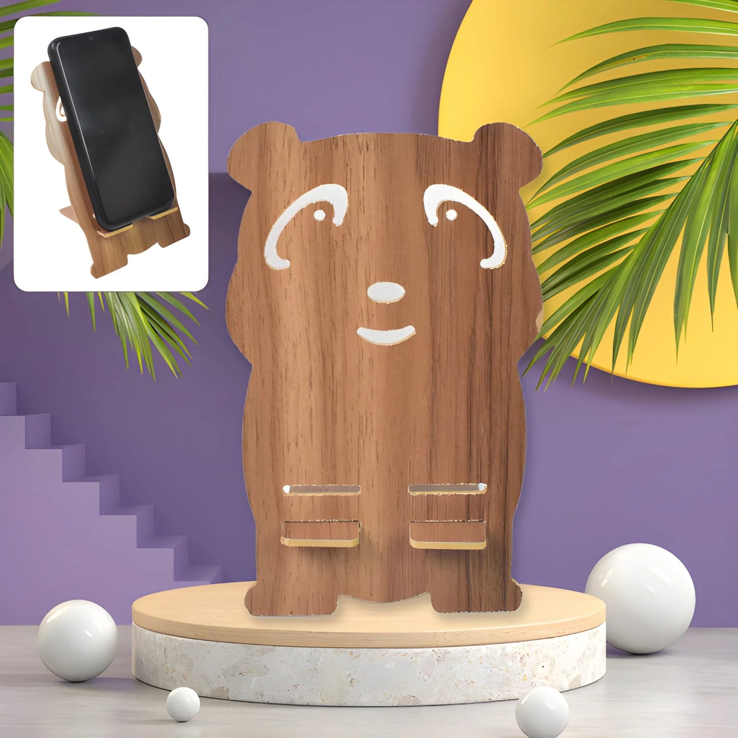 Wooden Cartoon Shape Design Mobile Stand