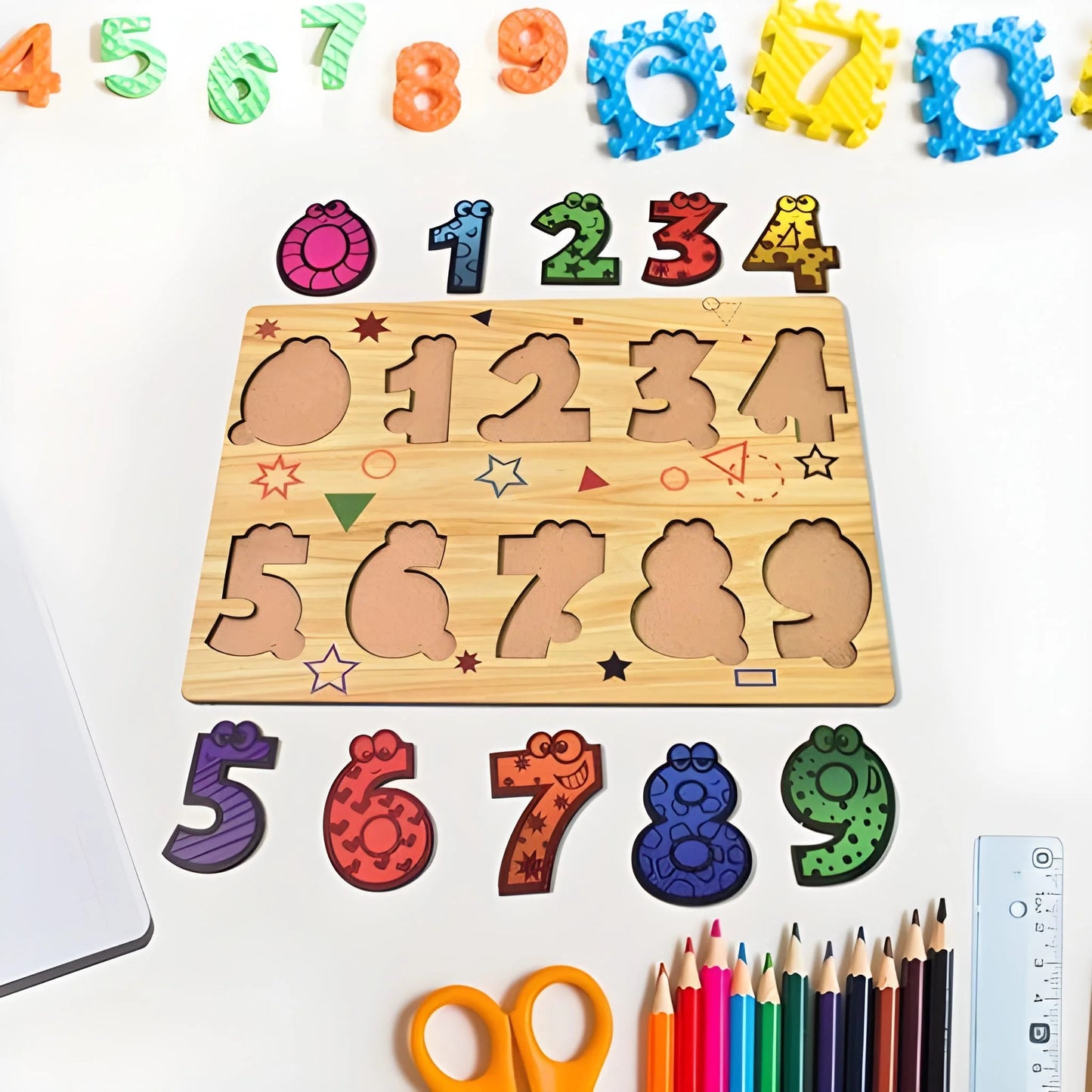 Wooden Number Puzzle Learning Board