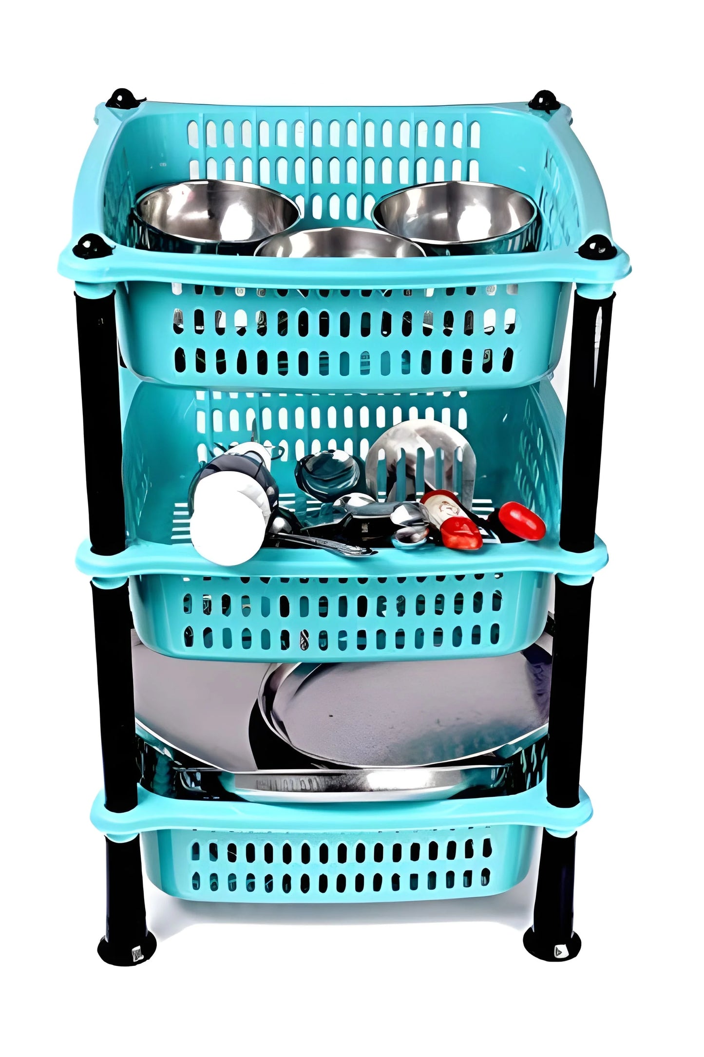 3 Layer Squre Kitchen Trolley Basket