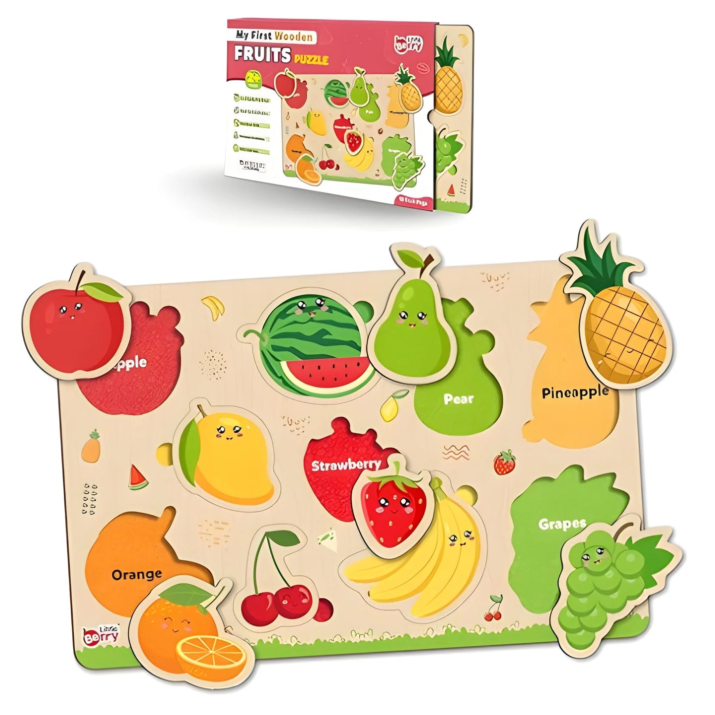 Wooden Fruits Puzzle Learning Educational Board