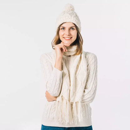Wool Knit Winter Beanie with Fur Lining