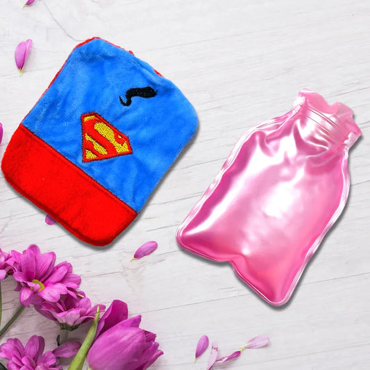 Superman Print Small Hot Water Bag With Cover