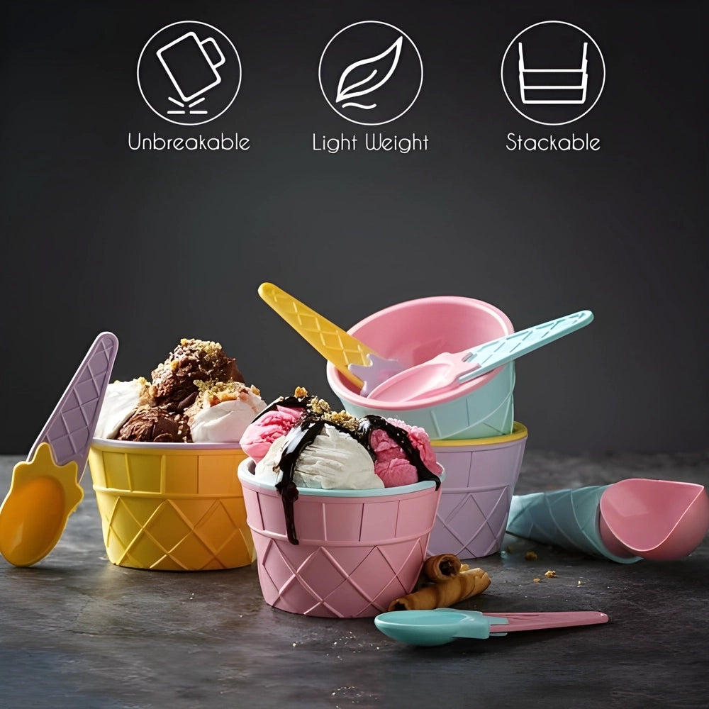 Waffle Ice Cream Bowl Set