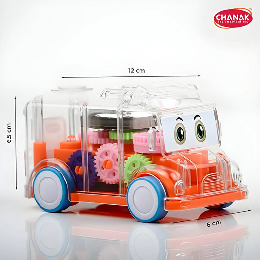 Transparent Musical Mini School Bus Toy For Kids