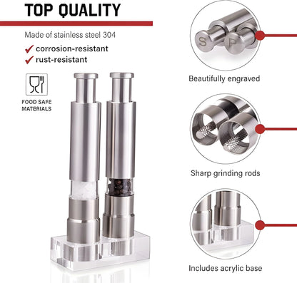 Stainless Steel Thumb Presser Salt And Pepper Grinder