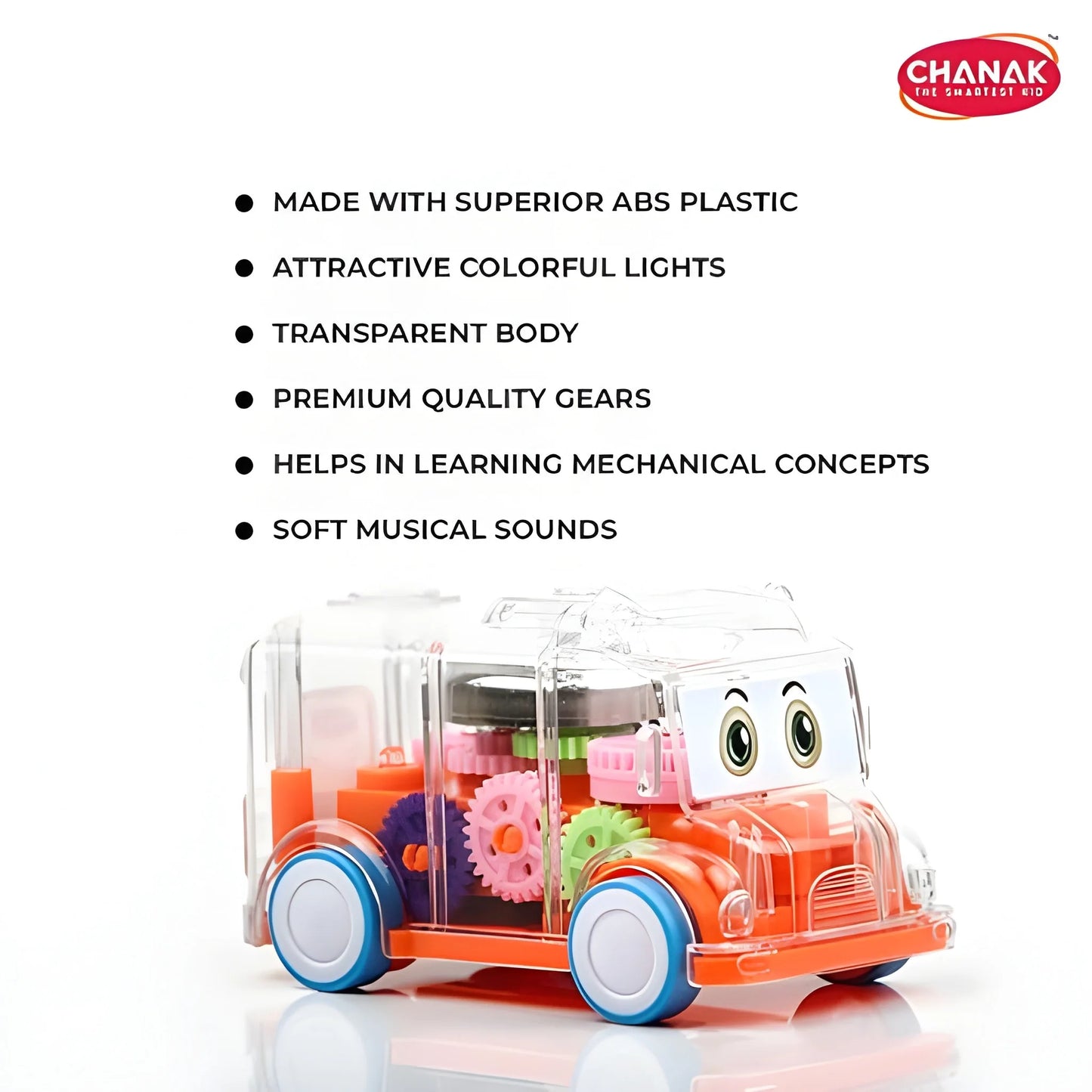 Transparent Musical Mini School Bus Toy For Kids