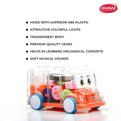 Transparent Musical Mini School Bus Toy For Kids