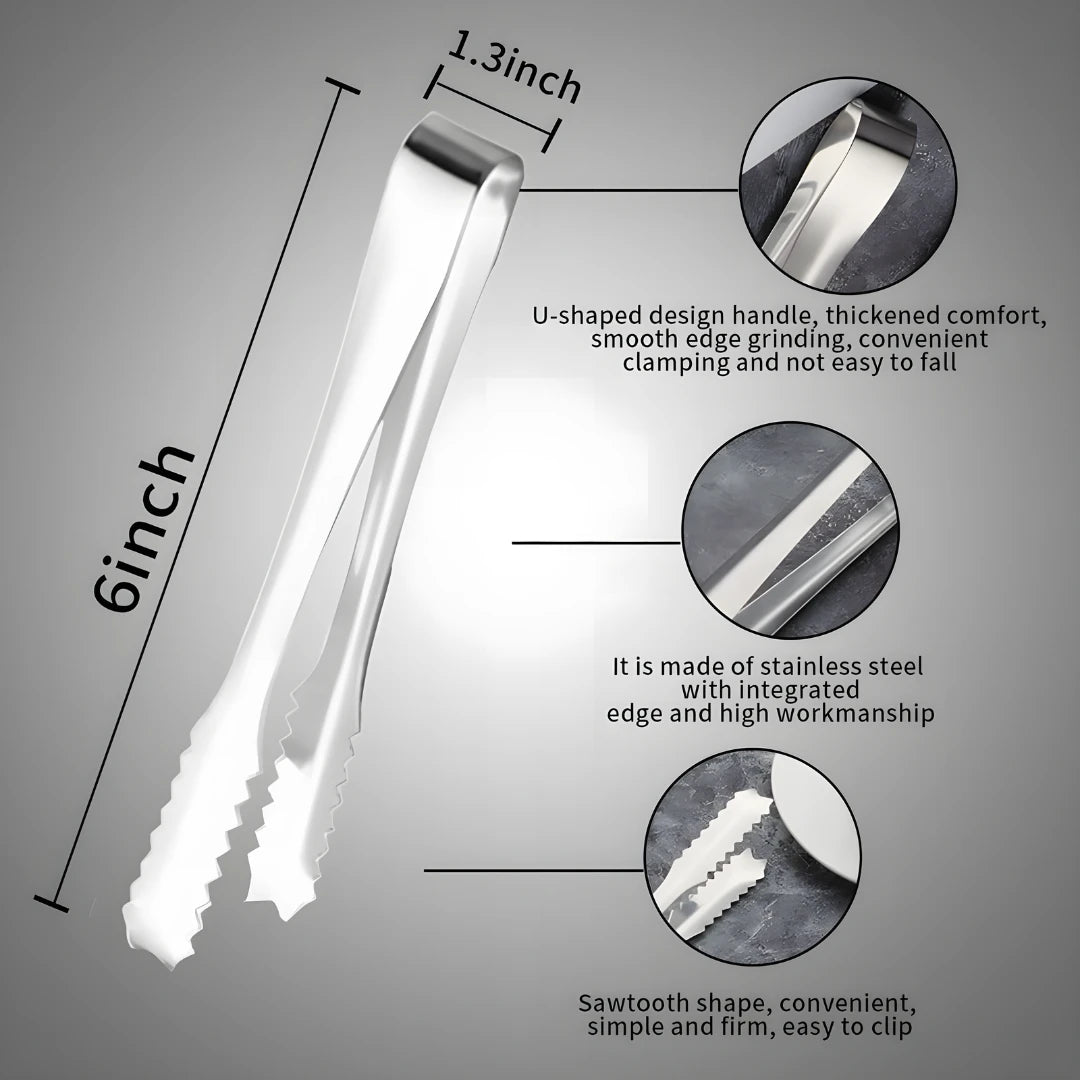 Stainless Steel Serving Tongs for Ice, Sugar & Fruit