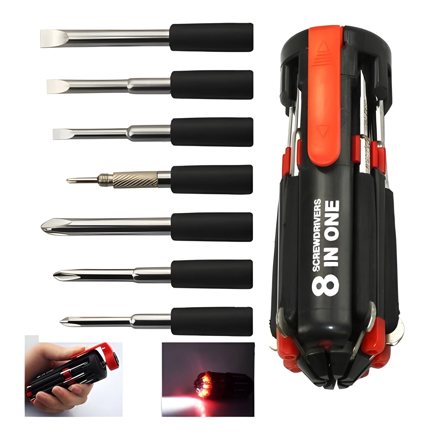 8-in-1 Folding Screwdriver with Light