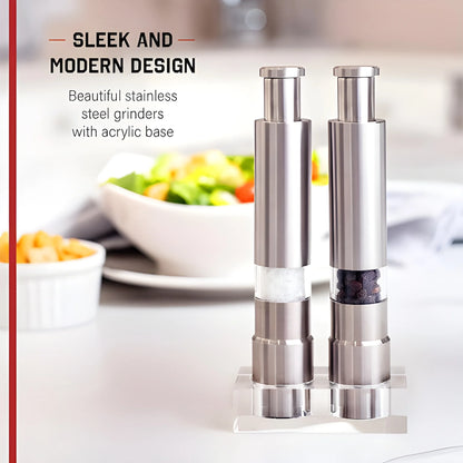 Stainless Steel Thumb Presser Salt And Pepper Grinder