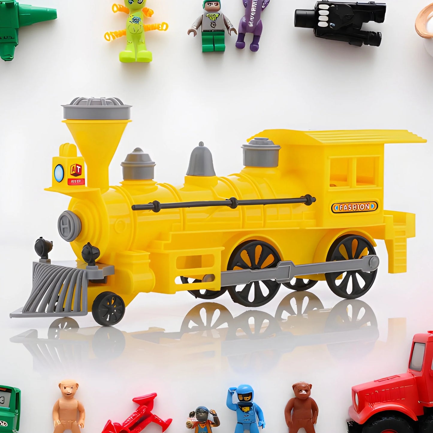 Pull And Go Train With Light Plastic
