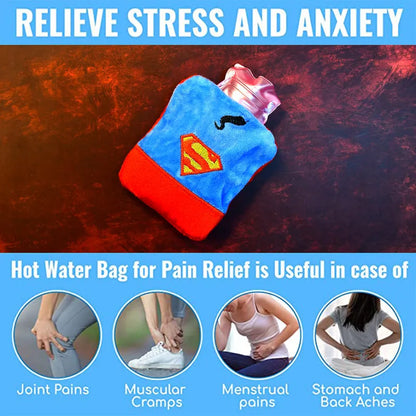 Superman Print Small Hot Water Bag With Cover