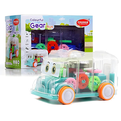 Transparent Musical Mini School Bus Toy For Kids