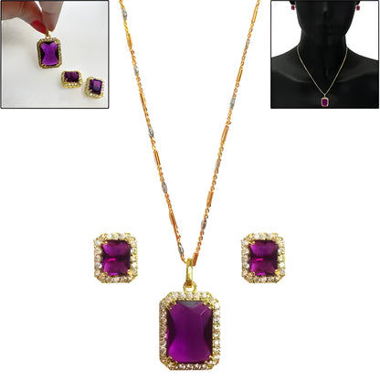Stone Pendant Necklace Set