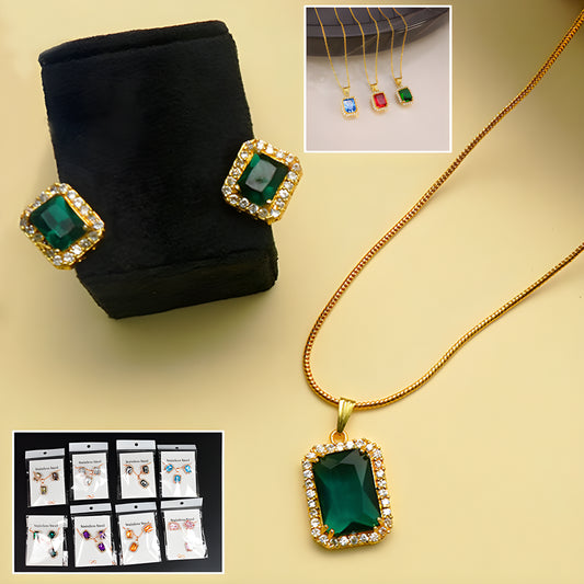 Stone Pendant Necklace Set