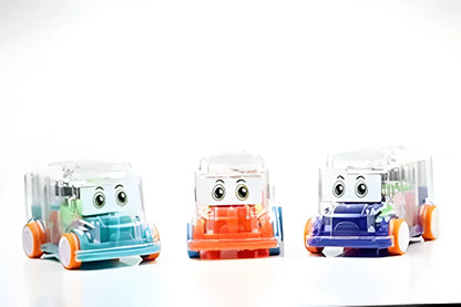 Transparent Musical Mini School Bus Toy For Kids