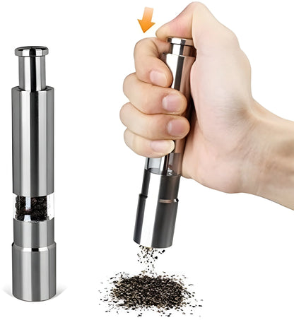 Stainless Steel Thumb Presser Salt And Pepper Grinder