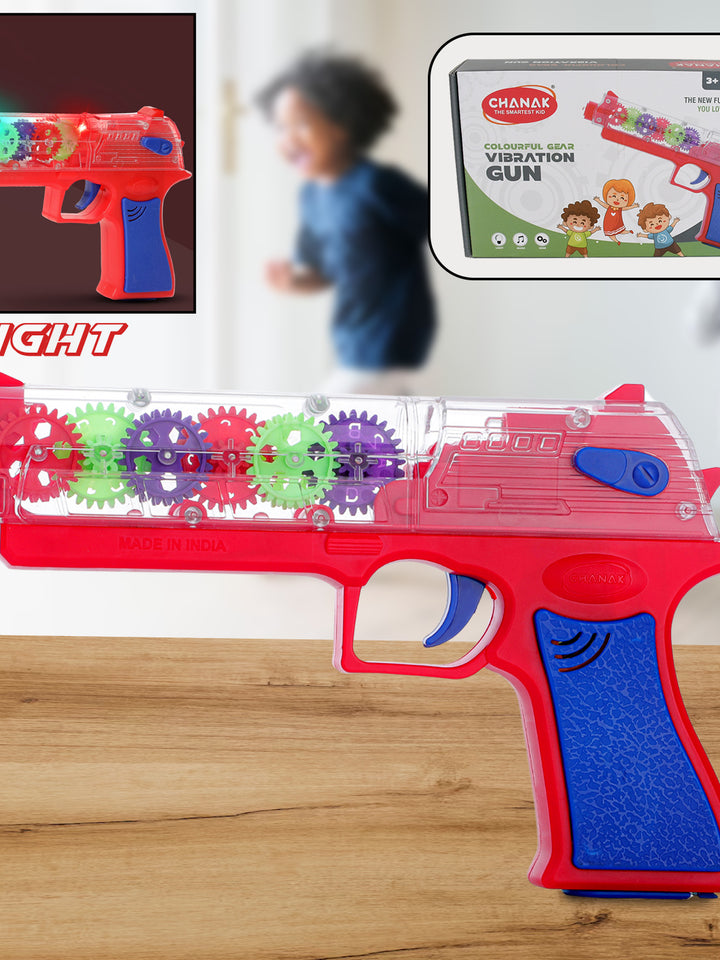 1941 Plastic Gear Simulation Toy Gun For Kids Pretend Play Gun Toys With 3d Flashing Lights And Exciting Music Electric Laser Toy Guns With Rotating Gear Mechanism Toy For Birthday Gift For Kids 3+ Years (Pack Of 1)