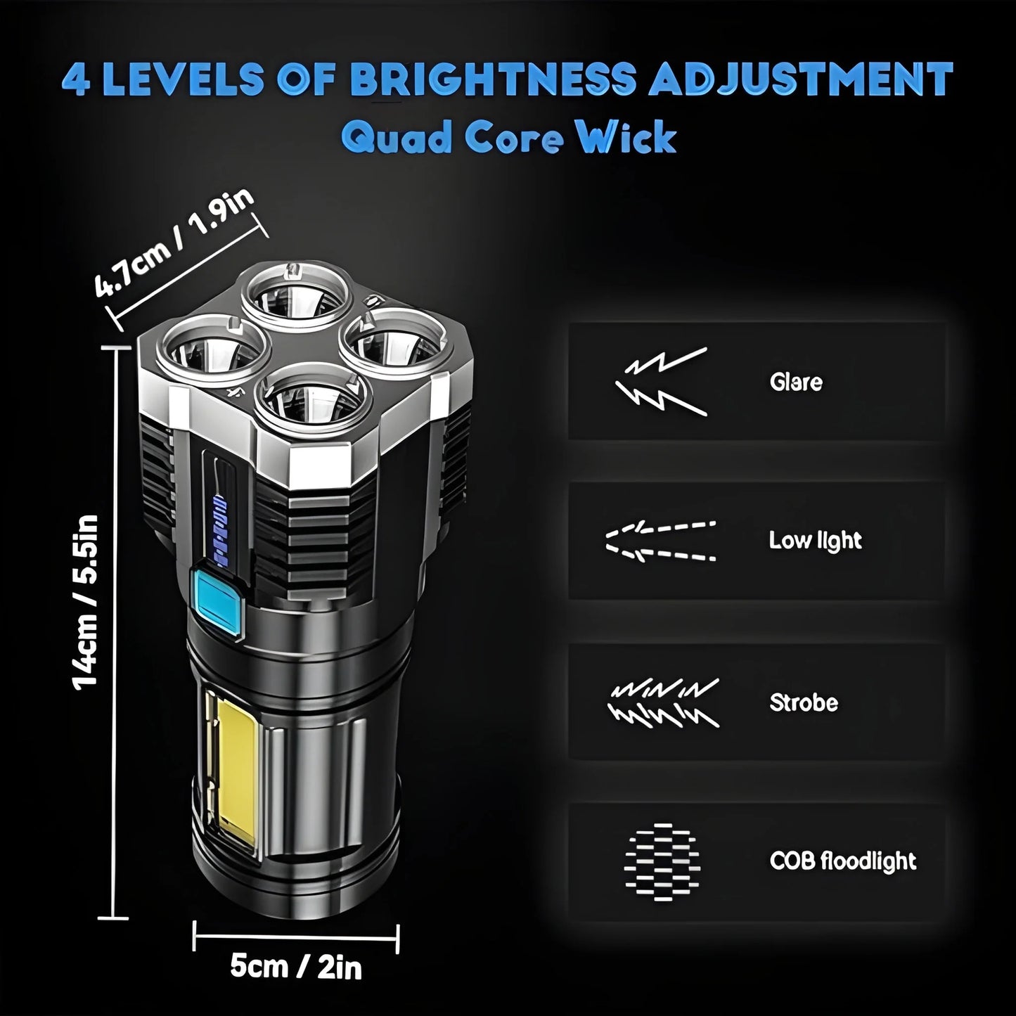 Portable Flashlight Torch Cob