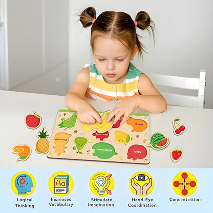 Wooden Fruits Puzzle Learning Educational Board